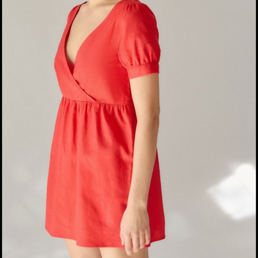 Urban renewal linen red mini dress